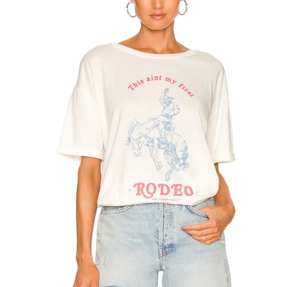 The Laundry Room This Ain't My First Rodeo Oversized Tee in Super Bright White - Picture 1 of 4